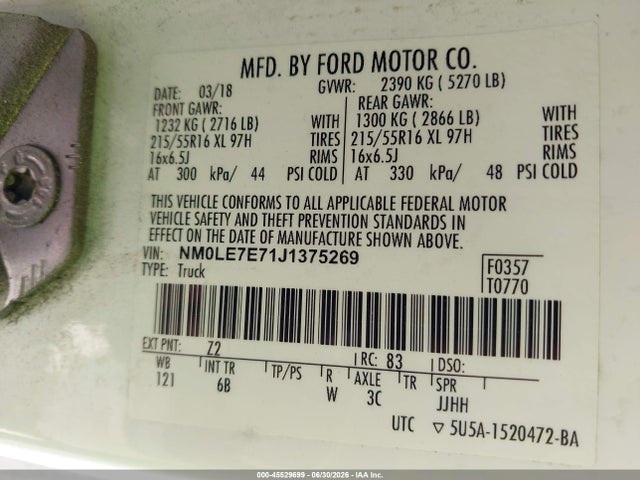 Ford Transit Connect Xl 2018 NM0LE7E71J1375269 Image 9