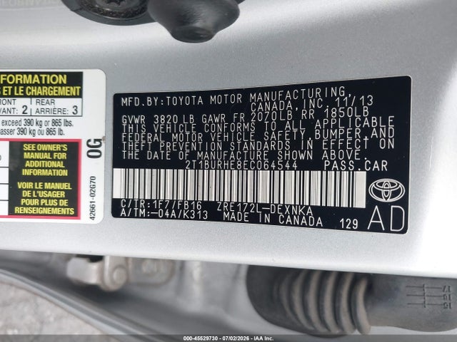 Toyota Corolla Le Plus 2014 2T1BURHE8EC064544 Image 9