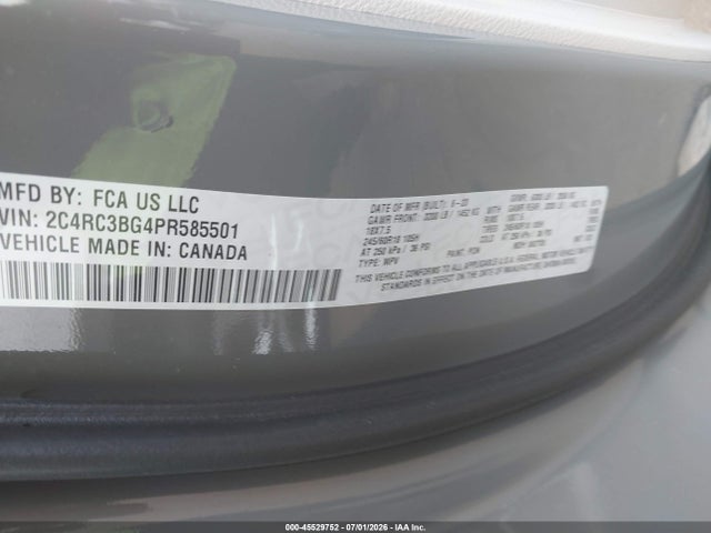 45529752 :رقم المزاد ، 2C4RC3BG4PR585501 vin ، 2023 Chrysler Pacifica Touring L Awd مزاد بيع
