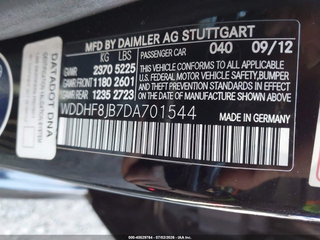 45529764 :رقم المزاد ، WDDHF8JB7DA701544 vin ، 2013 Mercedes-benz E 350 4matic مزاد بيع