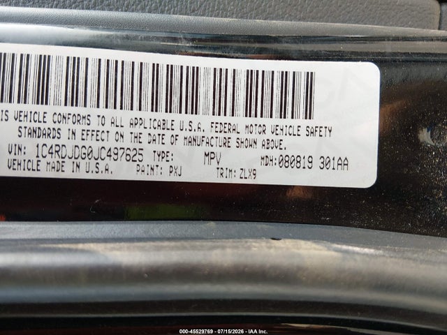 Продажа на аукционе авто 2018 Dodge Durango Gt Awd, vin: 1C4RDJDG0JC497625, номер лота: 45529769