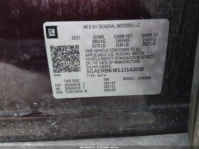 Aukcja sprzedaży 2018 Buick Enclave Essence, vin: 5GAERBKW1JJ143030, numer aukcji: 45529776