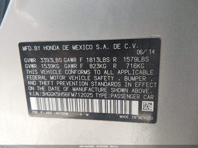 3HGGK5H56FM712025 Honda FIT LX