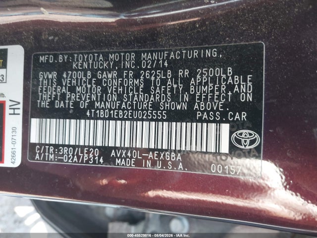 Aukcja sprzedaży 2014 Toyota Avalon Hybrid Xle Touring, vin: 4T1BD1EB2EU025555, numer aukcji: 45529816