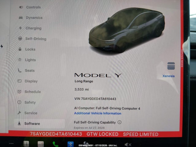 Продажа на аукционе авто 2026 Tesla Model Y Premium Rear-wheel Drive/rear-wheel Drive, vin: 7SAYGDED4TA610443, номер лота: 45529891