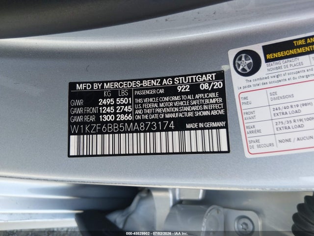 Aukcja sprzedaży 2021 Mercedes-benz Amg E 53 4matic, vin: W1KZF6BB5MA873174, numer aukcji: 45529902
