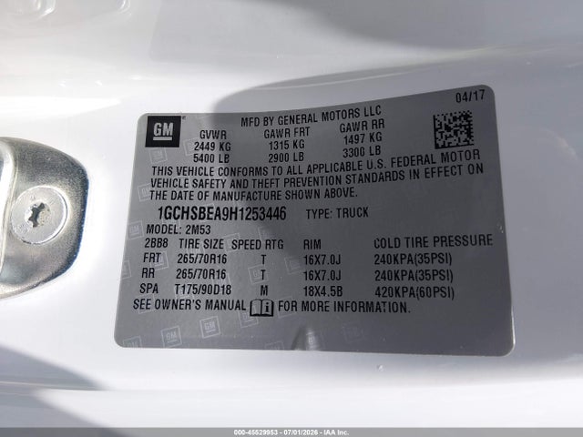 1GCHSBEA9H1253446 Chevrolet Colorado 2wd Wt