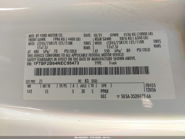 1FTBF2B64NEC95473 Ford F-250 Xl/xlt