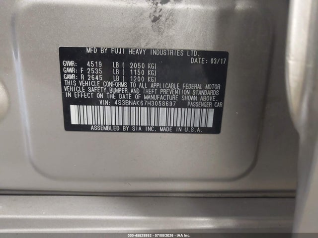 4S3BNAK67H3058697 Subaru Legacy 2.5i Limited