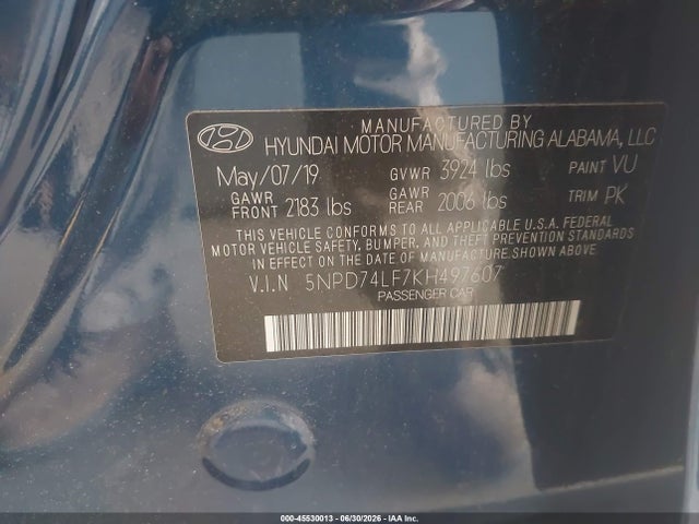 Hyundai ELANTRA SE 2019 5NPD74LF7KH497607 Image 9