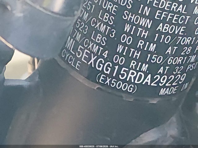 Aukcja sprzedaży 2024 Kawasaki Ex500, vin: ML5EXGG15RDA29229, numer aukcji: 45530025