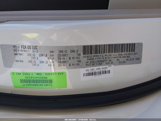 Chrysler Pacifica Hybrid Touring Plus 2019 2C4RC1H76KR508777 Image 9