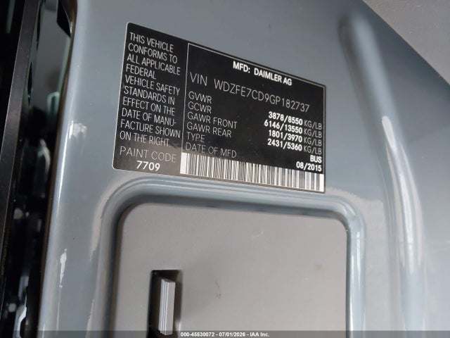 Mercedes-Benz Sprinter 2500 Normal Roof 2016 WDZFE7CD9GP182737 Image 9