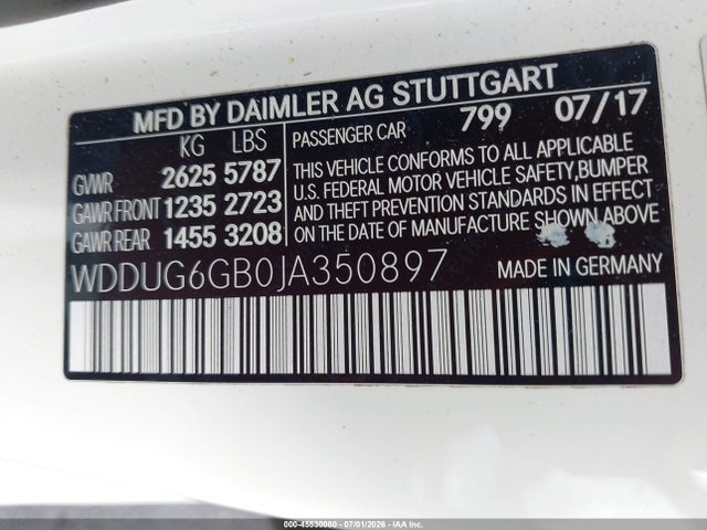 Продаж на аукціоні авто 2018 Mercedes-benz S 450, vin: WDDUG6GB0JA350897, номер лоту: 45530080