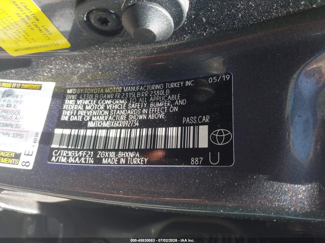 Auction sale of the 2019 Toyota C-hr Xle, vin: NMTKHMBX6KR092734, lot number: 45530083