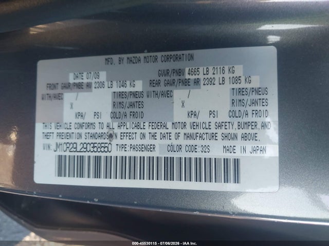 Aukcja sprzedaży 2009 Mazda Mazda5 Sport, vin: JM1CR29L290358550, numer aukcji: 45530115