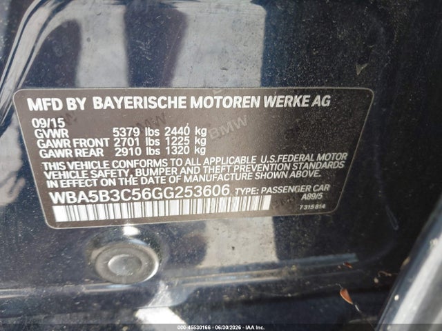 Продажа на аукционе авто 2016 Bmw 535i Xdrive, vin: WBA5B3C56GG253606, номер лота: 45530166