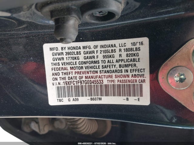Honda Civic Touring 2016 19XFC1F97GE045533 Image 9
