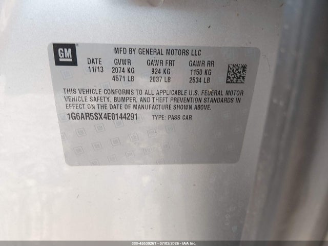 45530261 :رقم المزاد ، 1G6AR5SX4E0144291 vin ، 2014 Cadillac Cts Luxury مزاد بيع