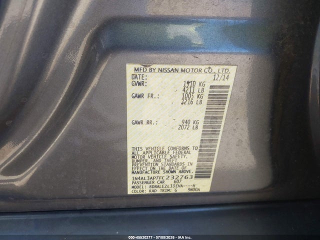 Nissan Altima 2.5 S 2015 1N4AL3AP7FC232763 Image 9