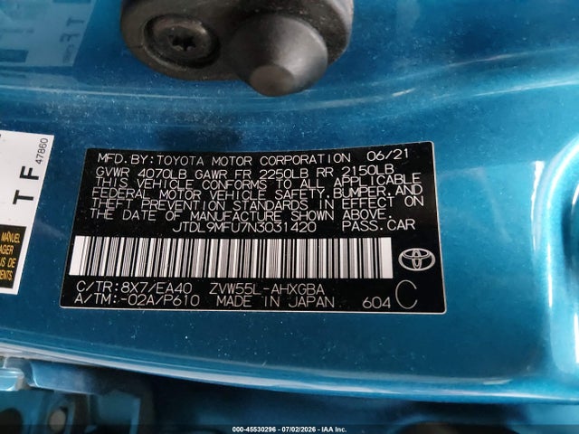 Aukcja sprzedaży 2022 Toyota Prius Xle Awd-e, vin: JTDL9MFU7N3031420, numer aukcji: 45530296