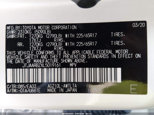 2020 Lexus Nx 300 მანქანა იყიდება აუქციონზე, vin: JTJAARBZXL5019161, აუქციონის ნომერი: 45530303