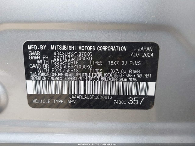 JA4ARUAU6RU020613 Mitsubishi Outlander Sport 2.0 Es Awc/2.0 Le Awc/2.0 Ralliart Awc/2.0 S Awc/2.0 Se Awc/2.0 Trail Edition Awc