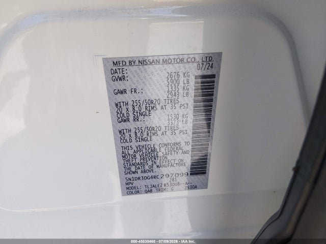 5N1DR3DG4RC297099 Nissan Pathfinder Platinum Fwd