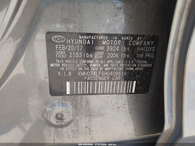 Hyundai ELANTRA SE 2017 KMHD74LF6HU408619 Image 9