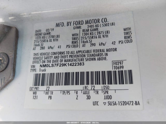 Ford Transit Connect Xlt 2019 NM0LS7F29K1422383 Image 9