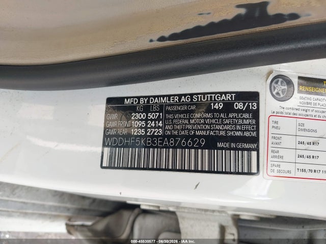 45530577 :رقم المزاد ، WDDHF5KB3EA876629 vin ، 2014 Mercedes-benz E 350 مزاد بيع