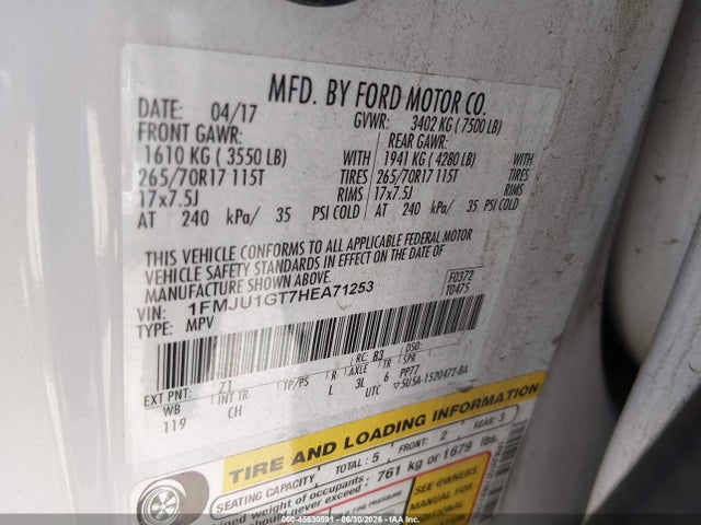 1FMJU1GT7HEA71253 Ford Expedition Xl