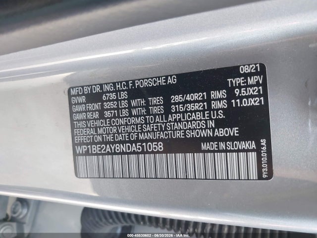 WP1BE2AY8NDA51058 Porsche Cayenne E-hybrid Coupe Platinum Edition