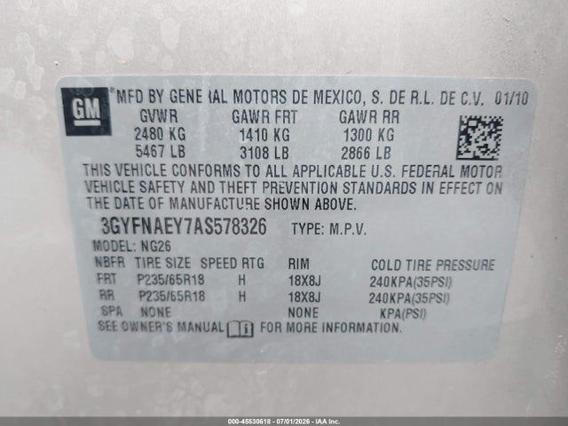 Продажа на аукционе авто 2010 Cadillac Srx Luxury Collection, vin: 3GYFNAEY7AS578326, номер лота: 45530618