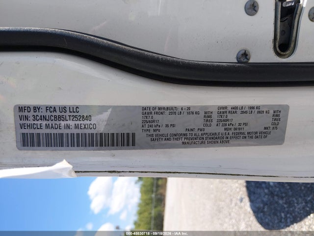 Aukcja sprzedaży 2020 Jeep Compass Sun And Safety Fwd, vin: 3C4NJCBB5LT252840, numer aukcji: 45530718