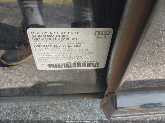 Продаж на аукціоні авто 2010 Audi Q5 3.2 Premium, vin: WA1LKAFP4AA100044, номер лоту: 45530722