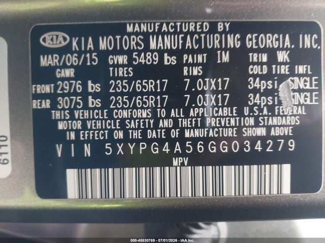 KIA Sorento 3.3l Lx 2016 5XYPG4A56GG034279 Image 9
