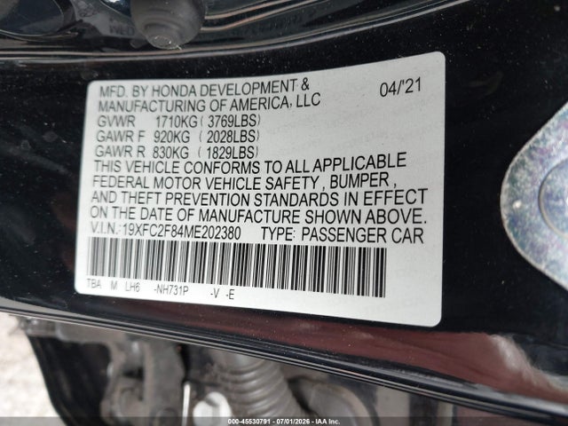 Honda Civic Sport 2021 19XFC2F84ME202380 Image 9