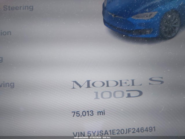 Tesla Model S 100d/75d/p100d 2018 5YJSA1E20JF246491 Image 16