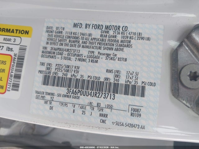 Ford Fusion Hybrid S 2018 3FA6P0UU4JR273713 Image 9