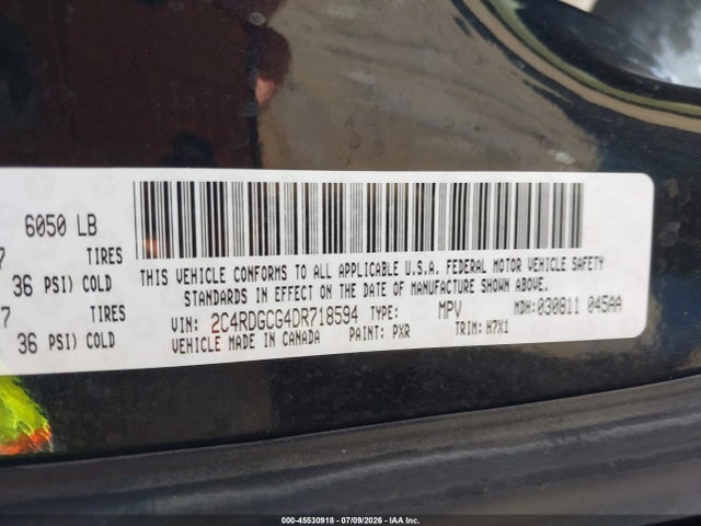 Продажа на аукционе авто 2013 Dodge Grand Caravan Sxt, vin: 2C4RDGCG4DR718594, номер лота: 45530918