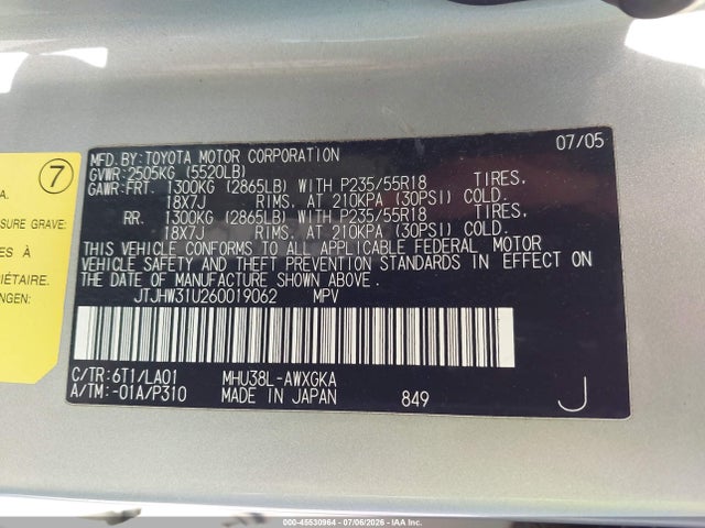 Продажа на аукционе авто 2006 Lexus Rx 400h, vin: JTJHW31U260019062, номер лота: 45530964