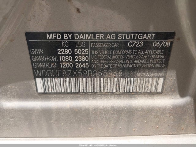 Aukcja sprzedaży 2009 Mercedes-benz E 350 4matic, vin: WDBUF87X59B365968, numer aukcji: 45531051