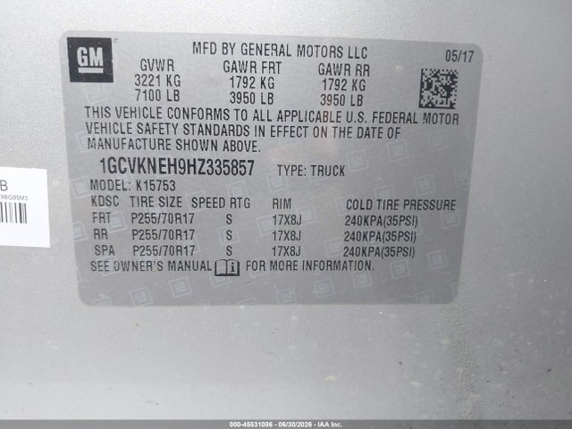 1GCVKNEH9HZ335857 Chevrolet Silverado 1500 Work Truck