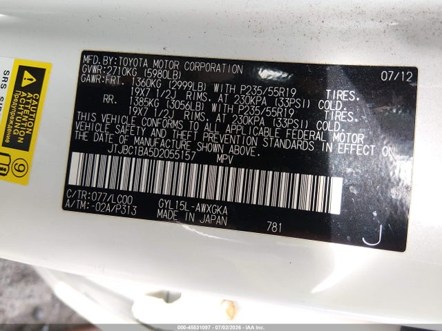 Продаж на аукціоні авто 2013 Lexus Rx 450h, vin: JTJBC1BA5D2055157, номер лоту: 45531097
