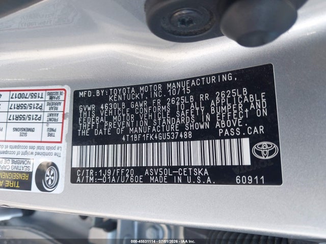 Toyota CAMRY SE 2016 4T1BF1FK4GU537488 Image 9