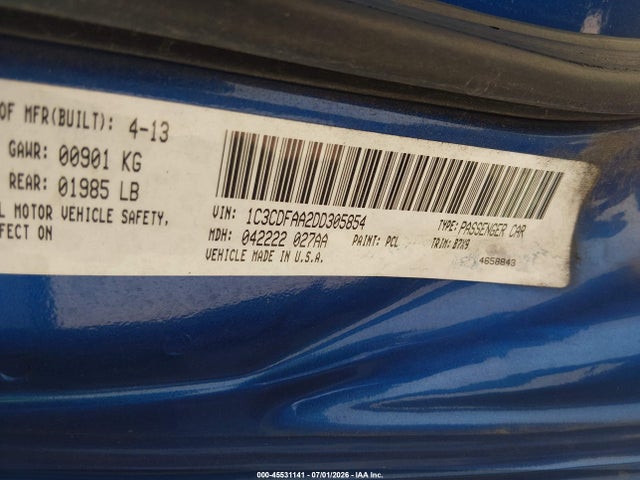Продаж на аукціоні авто 2013 Dodge Dart Se, vin: 1C3CDFAA2DD305854, номер лоту: 45531141