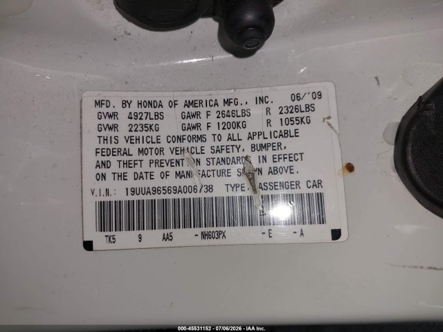 Aukcja sprzedaży 2009 Acura Tl 3.7, vin: 19UUA96569A006738, numer aukcji: 45531152