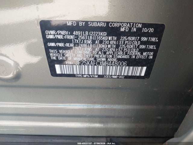 JF2SKAFCXMH448006 Subaru Forester Premium