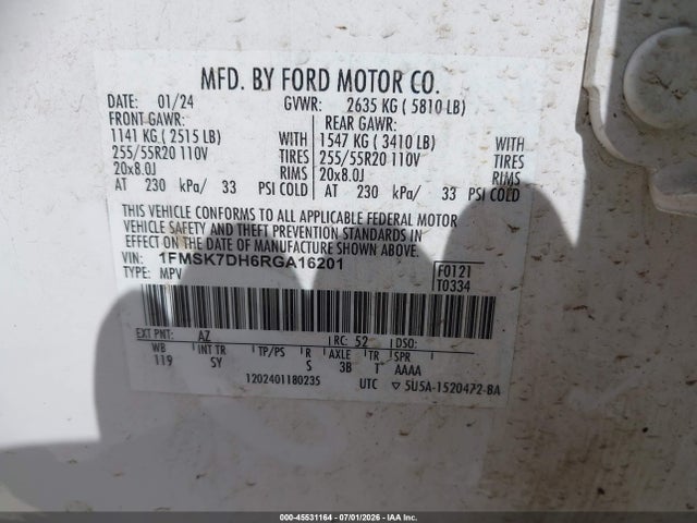 1FMSK7DH6RGA16201 Ford EXPLORER XLT